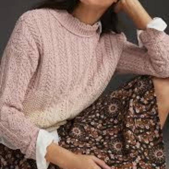 Anthropologie Sweaters - NWT Anthropologie Marci Dip Dyed Cable Knit Sweater Size L